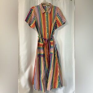 Christopher John Rogers Rainbow Stripe Dress Size 16